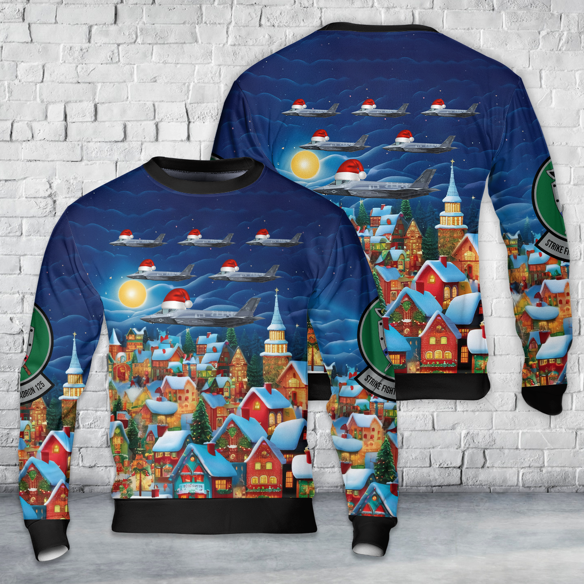 US Navy F-35C Lightning II VFA-125 Rough Raiders, NJ406, 169160 - NAS Lemoore, CA Christmas AOP Sweater