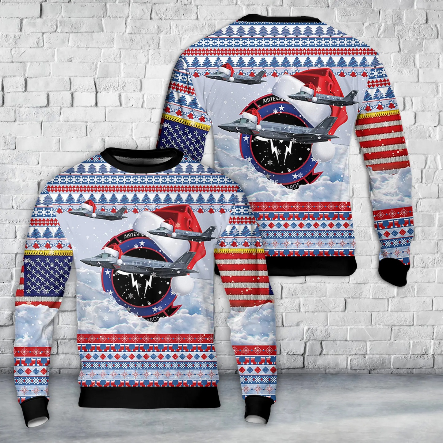 US Navy F-35C Lightning II VX-9 Det Edwards, XE100, 168733 - Edwards AFB, NV AOP Christmas Sweater