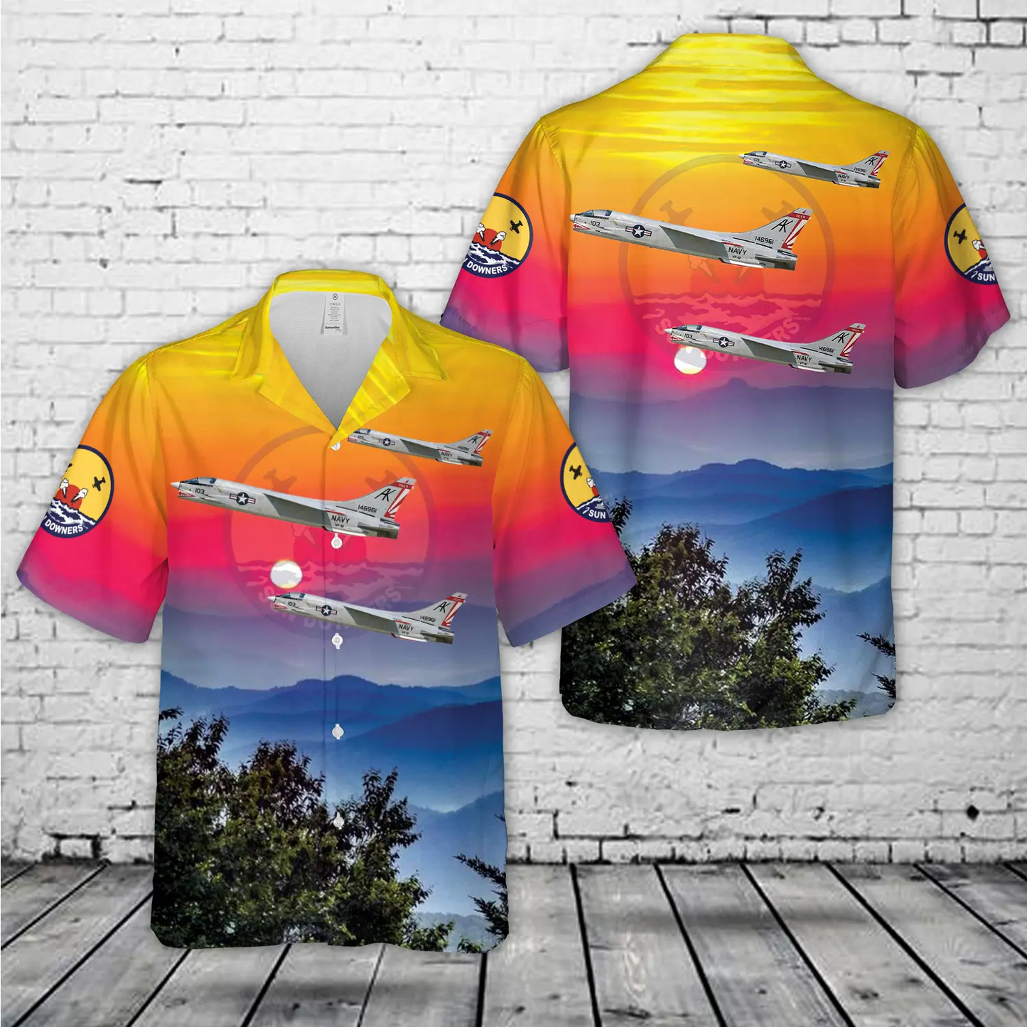 US Navy F-8C Crusader VF-111 Sundowners, AK103 / 146961. CVW-10, USS Intrepid CVS-11, 1968 Hawaiian Shirt