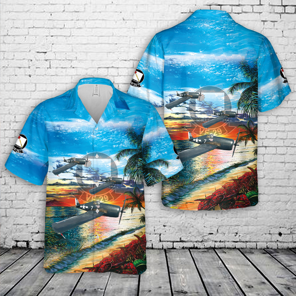 US Navy Fighter Squadron 29 (VF-29) Grumman F6F-5 Hellcat Hawaiian Shirt