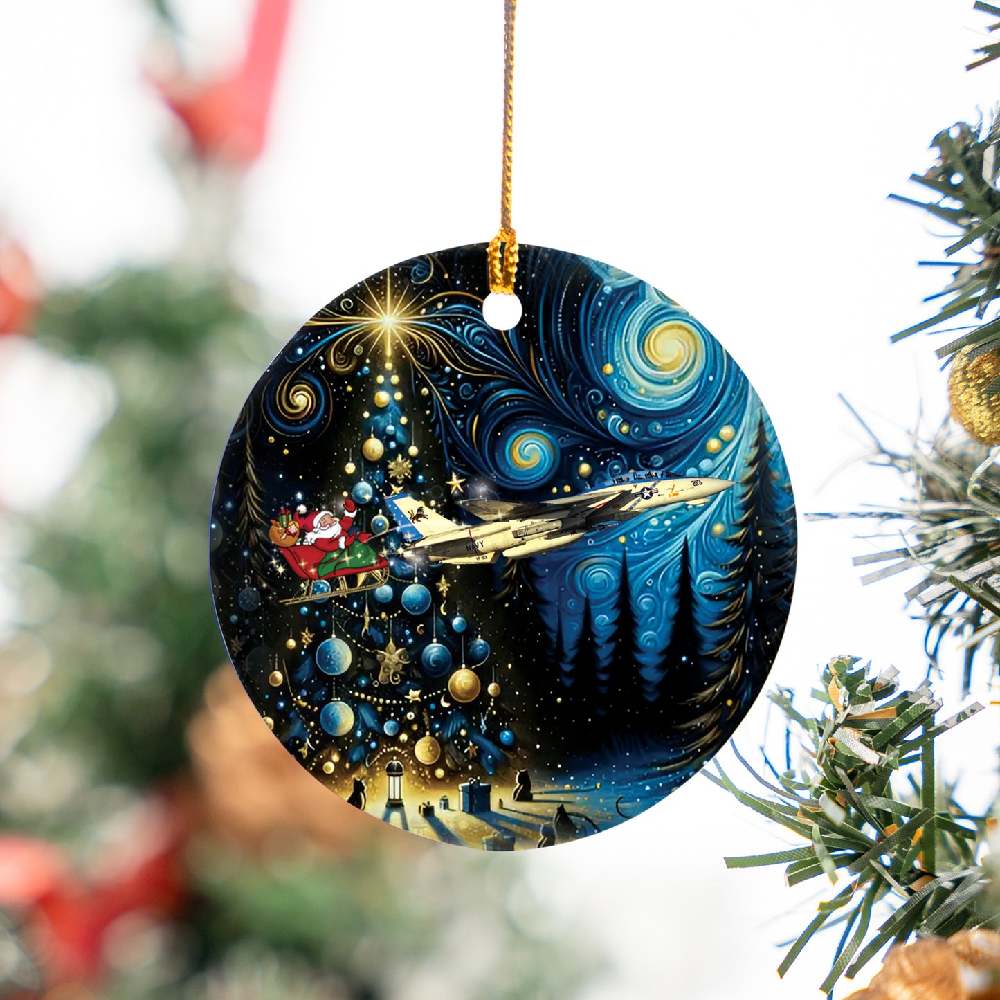 US Navy Fighter Squadron Two One Three (VF-213), F-14D Tomcat Blacklions Christmas Ornament