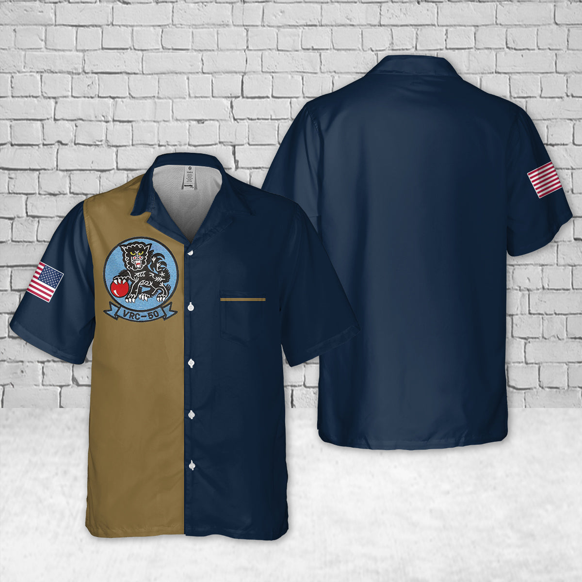 US Navy Fleet Logistics Squadron 50 (VRC-50) Pocket Hawaiian Shirt