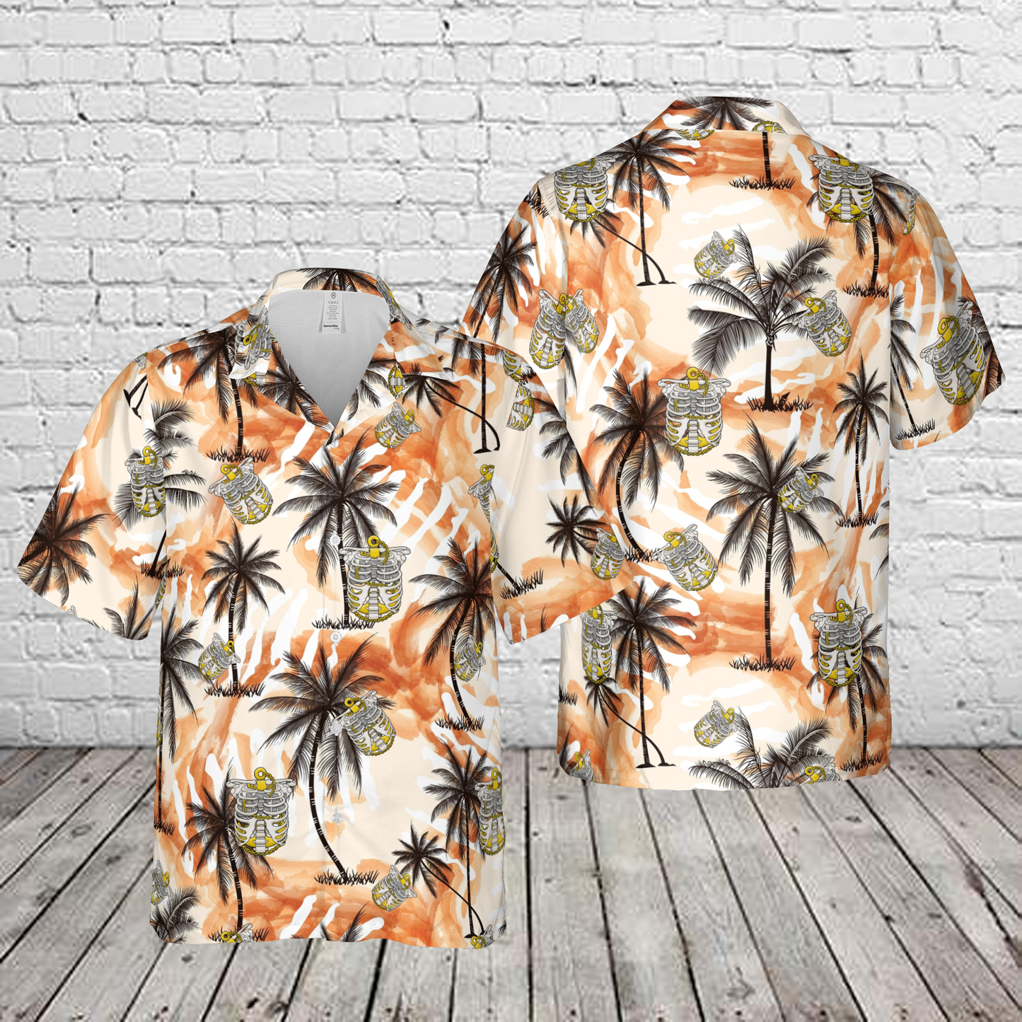 US Navy Fouled Anchor Ribcage and Spine Hawaiian Shirt