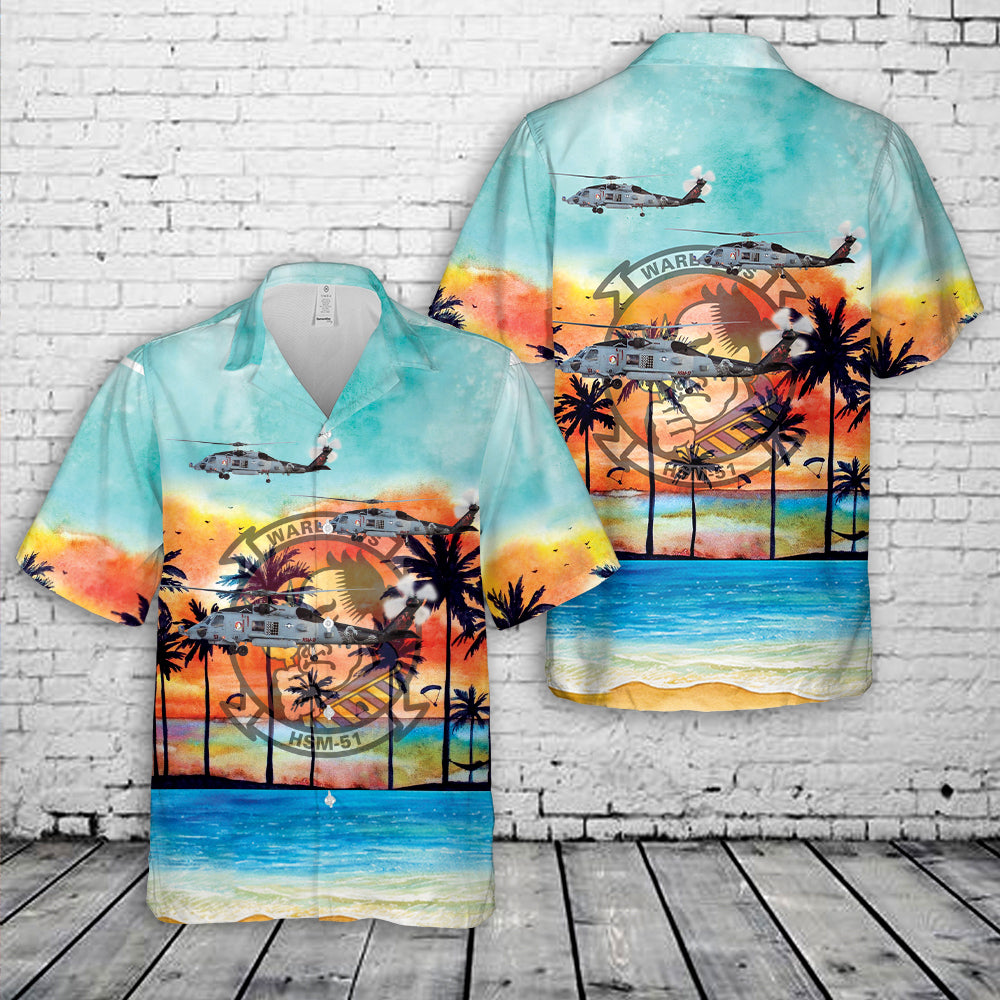 US Navy HSM-51 MH-60R Seahawk Warlords Hawaiian Shirt