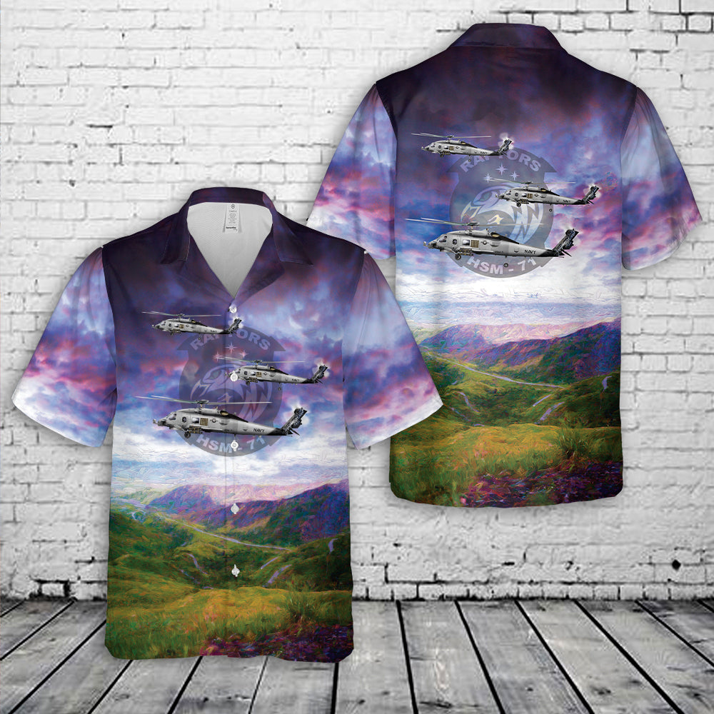 US Navy Helicopter Maritime Strike Squadron Seven One (HSM-71) MH-60R “Seahawk“ Hawaiian Shirt