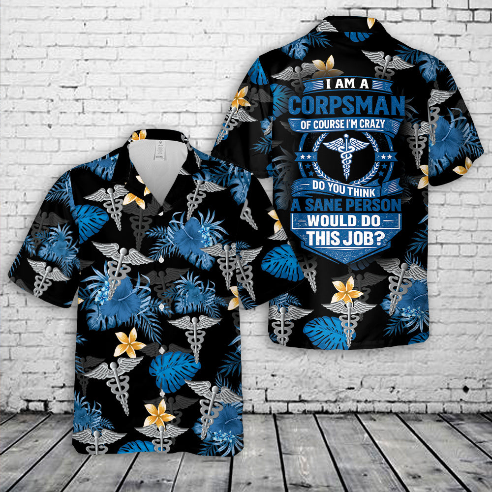 US Navy Hospital corpsman HM A caduceus Hawaiian Shirt