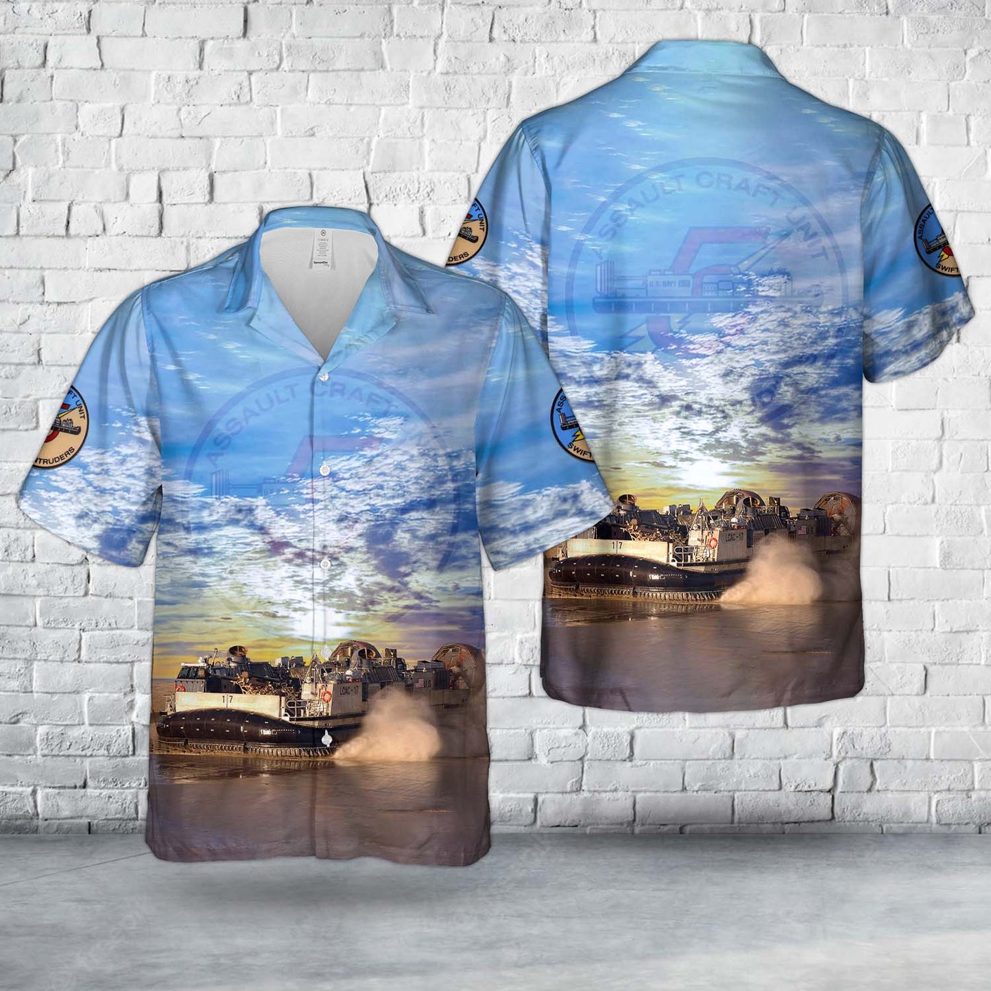US Navy Landing Craft Air Cushion LCAC-17 Of Assault Craft Unit 5 (ACU 5) Hawaiian Shirt