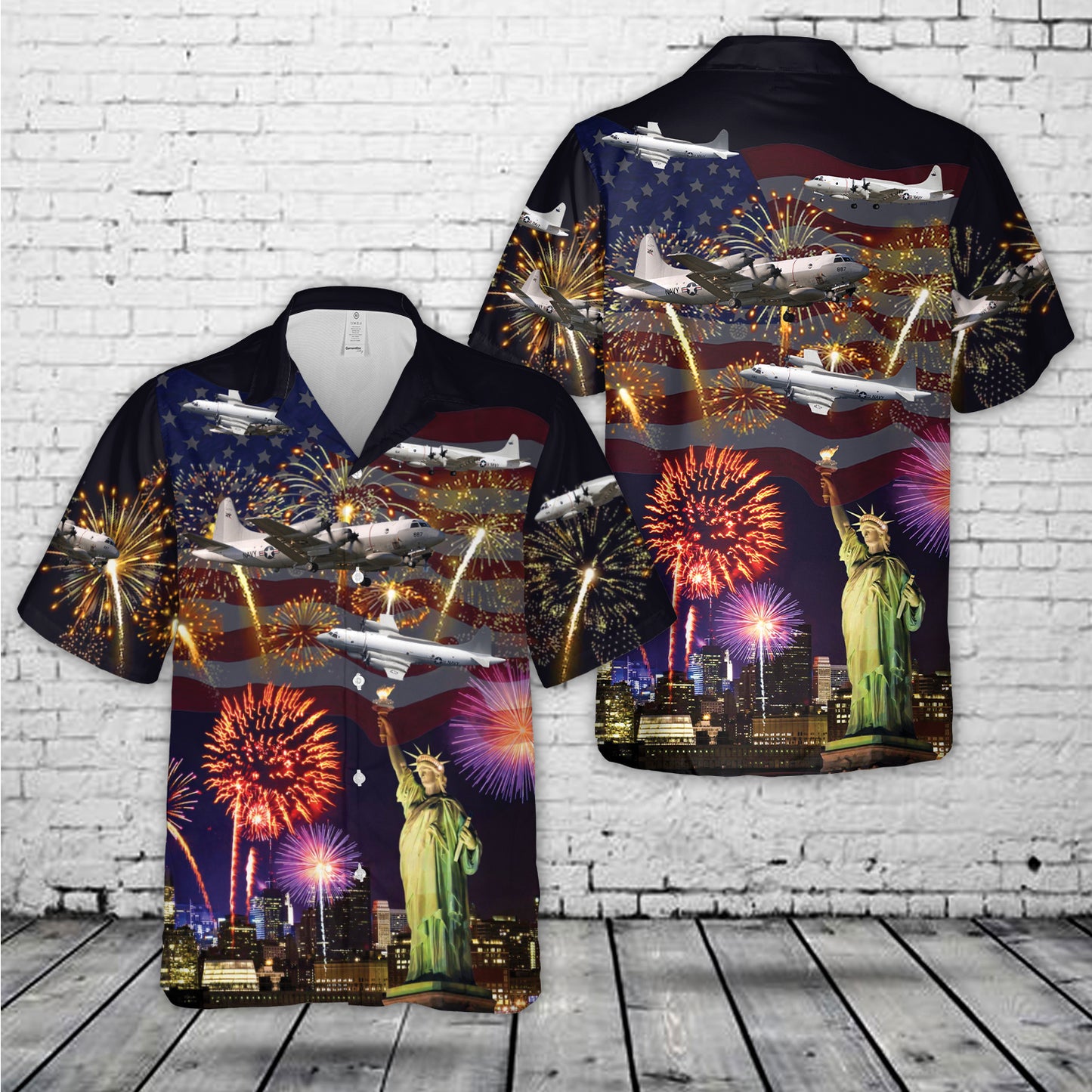 US Navy Lockheed EP-3E ARIES II, 4th Of July Hawaiian Shirt