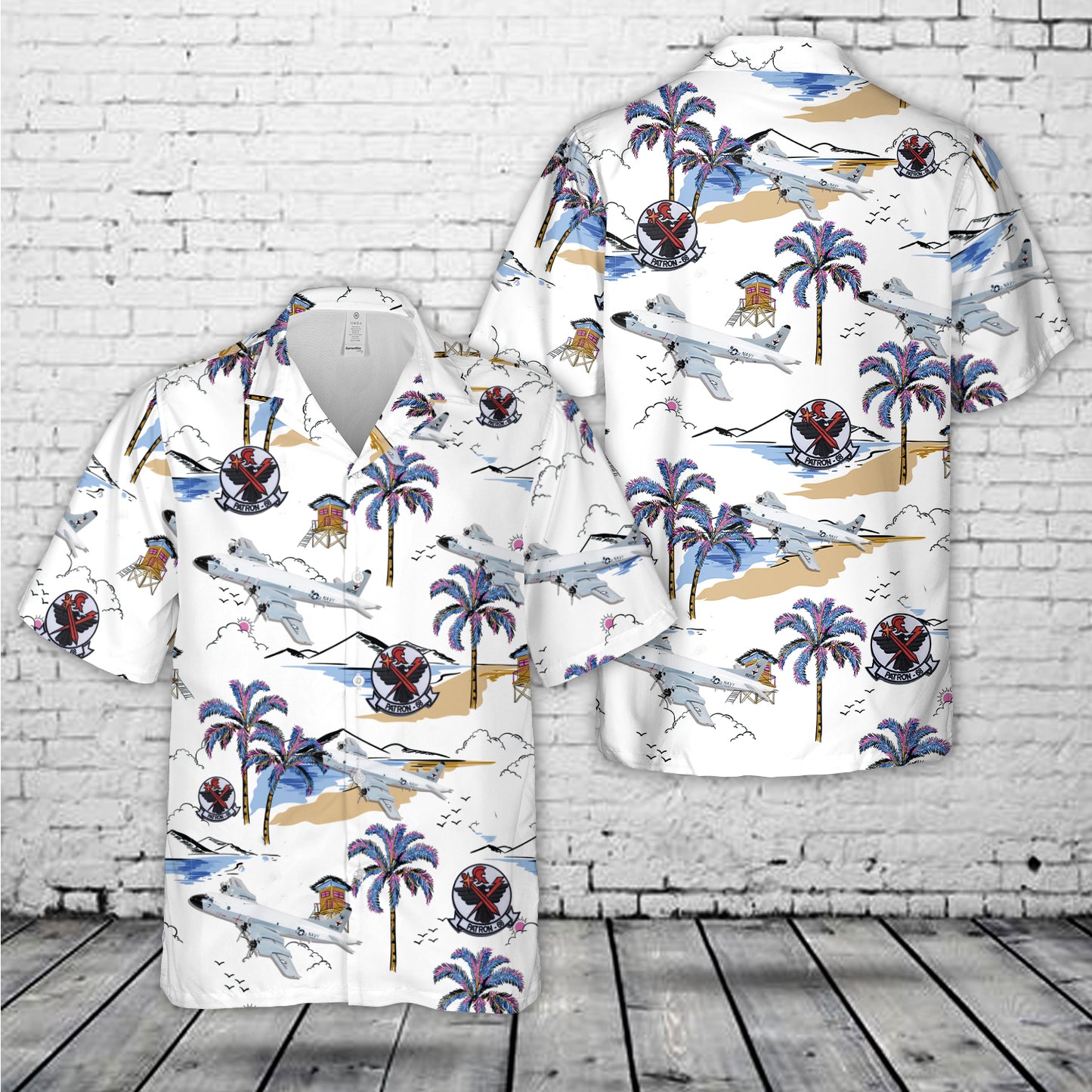 US Navy Lockheed Martin P-3B Orion, VP-68 Blackhawks Hawaiian Shirt