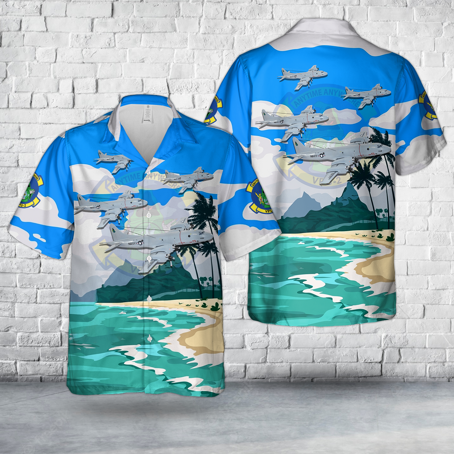 US Navy Lockheed Martin P-3C Orion, VPU-2 Wizards Hawaiian Shirt