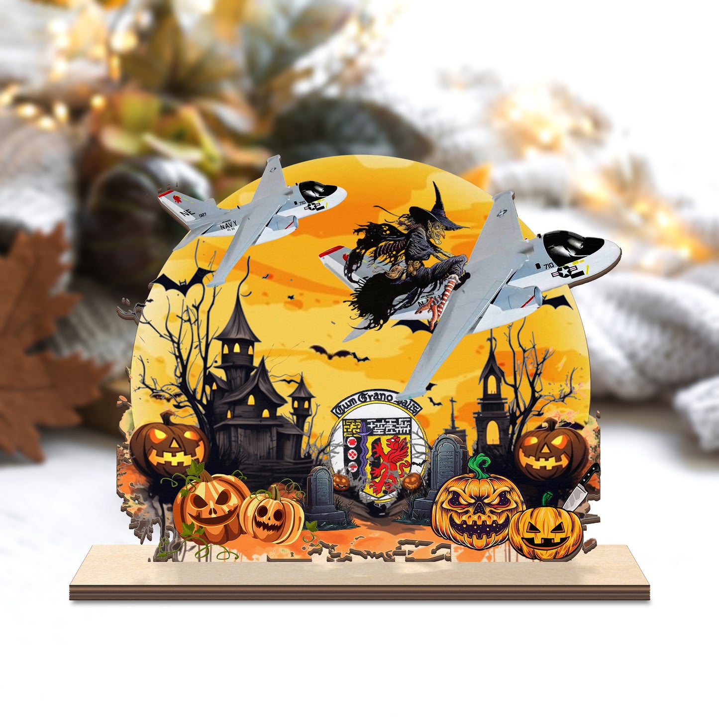 US Navy Lockheed S-3A Viking Of VS-38 Red Griffins Halloween Custom Shape Wood Standee