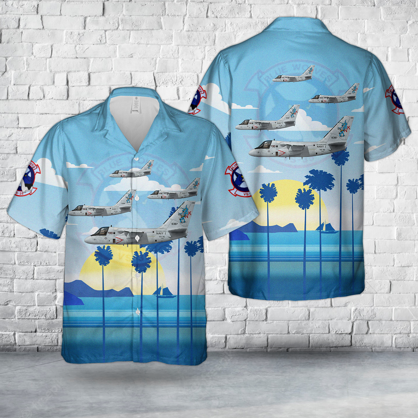 US Navy Lockheed S-3B Viking VS-35 Blue Wolves, NK700 / 159387 - CVW-14, NAS North Island, 2003 Hawaiian Shirt