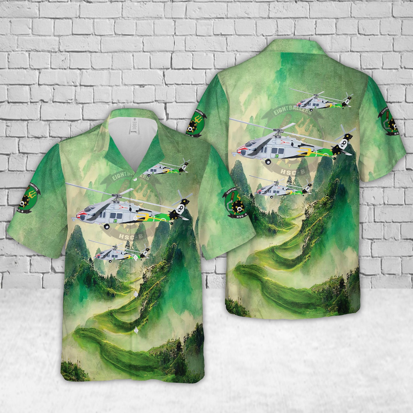 US Navy MH-60S "Armed Helo" Of HSC-8 "Eightballers" Hawaiian Shirt