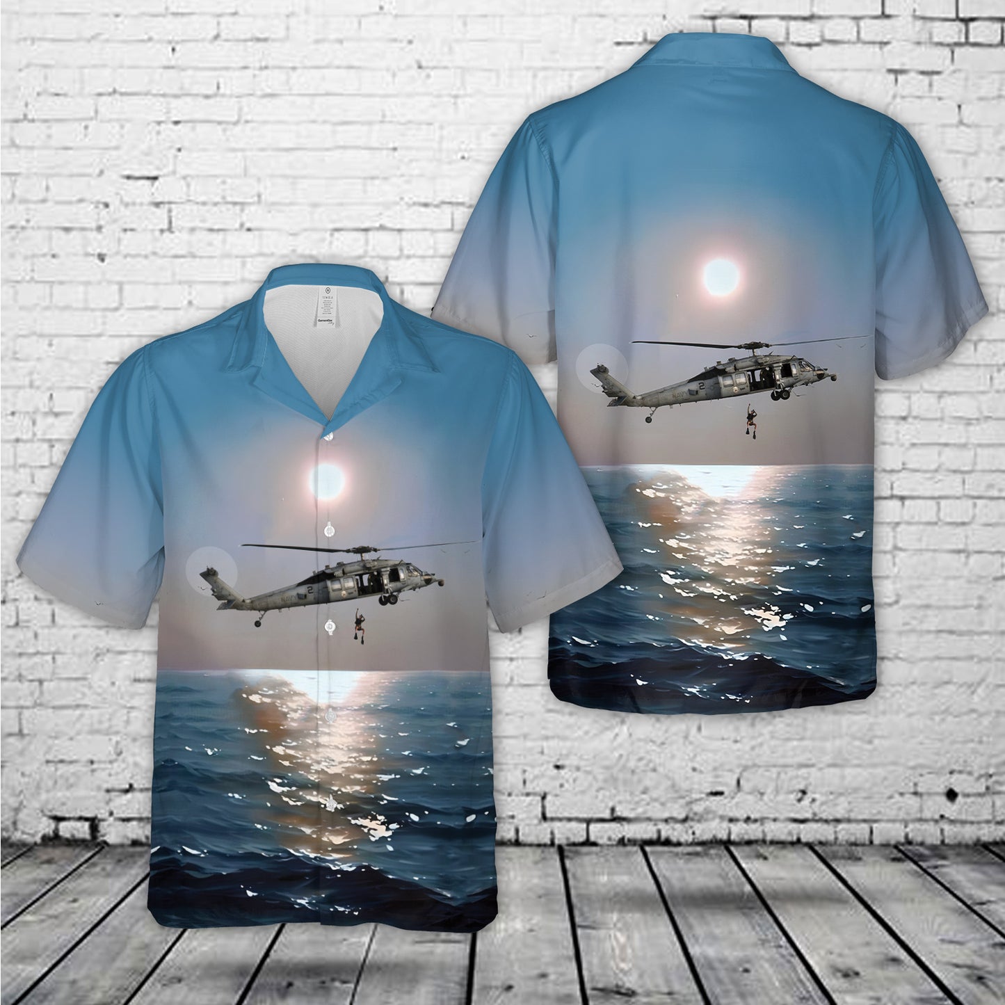US Navy MH-60S Sea Eightballers Hawk helicopter Sea Combat Squadron Eight (HSC-8) Hawaiian Shirt