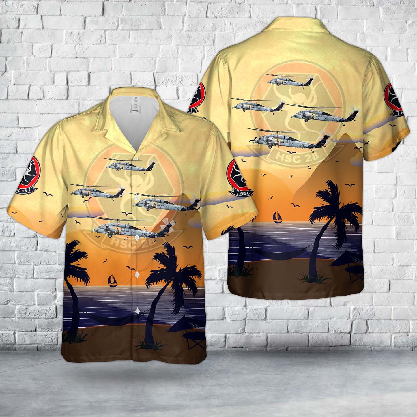 US Navy MH-60S "Armed Helo" Of HSC-28 "Dragon Whales" Hawaiian Shirt