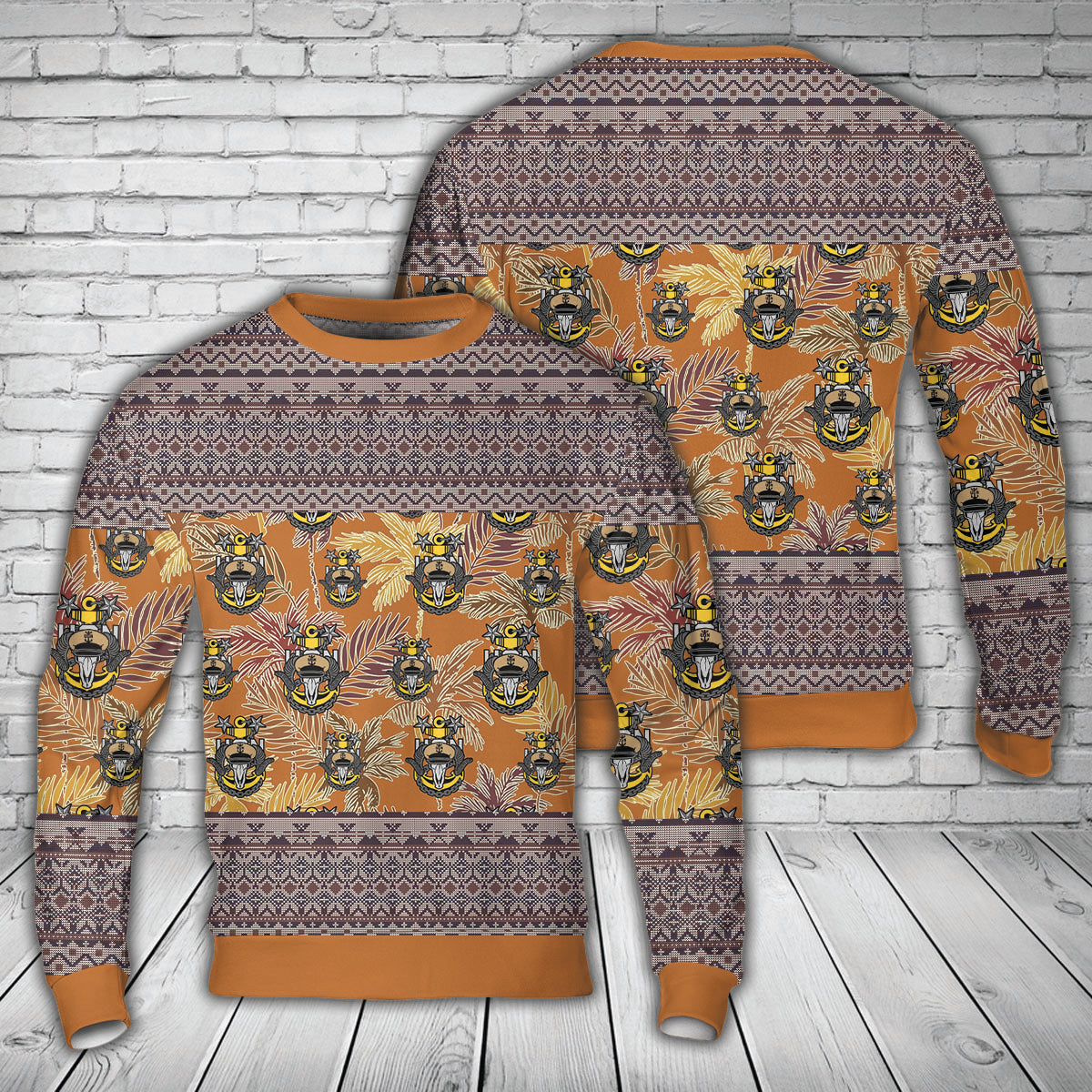 US Navy Master Chief goat skull anchor Christmas Sweater