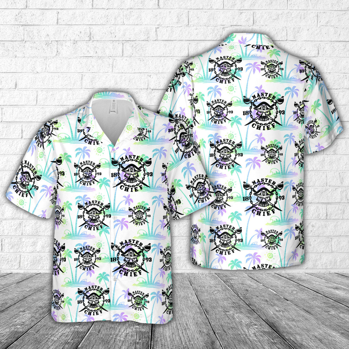 US Navy Master Chief crossbones cross swords skull Hawaiian Shirt