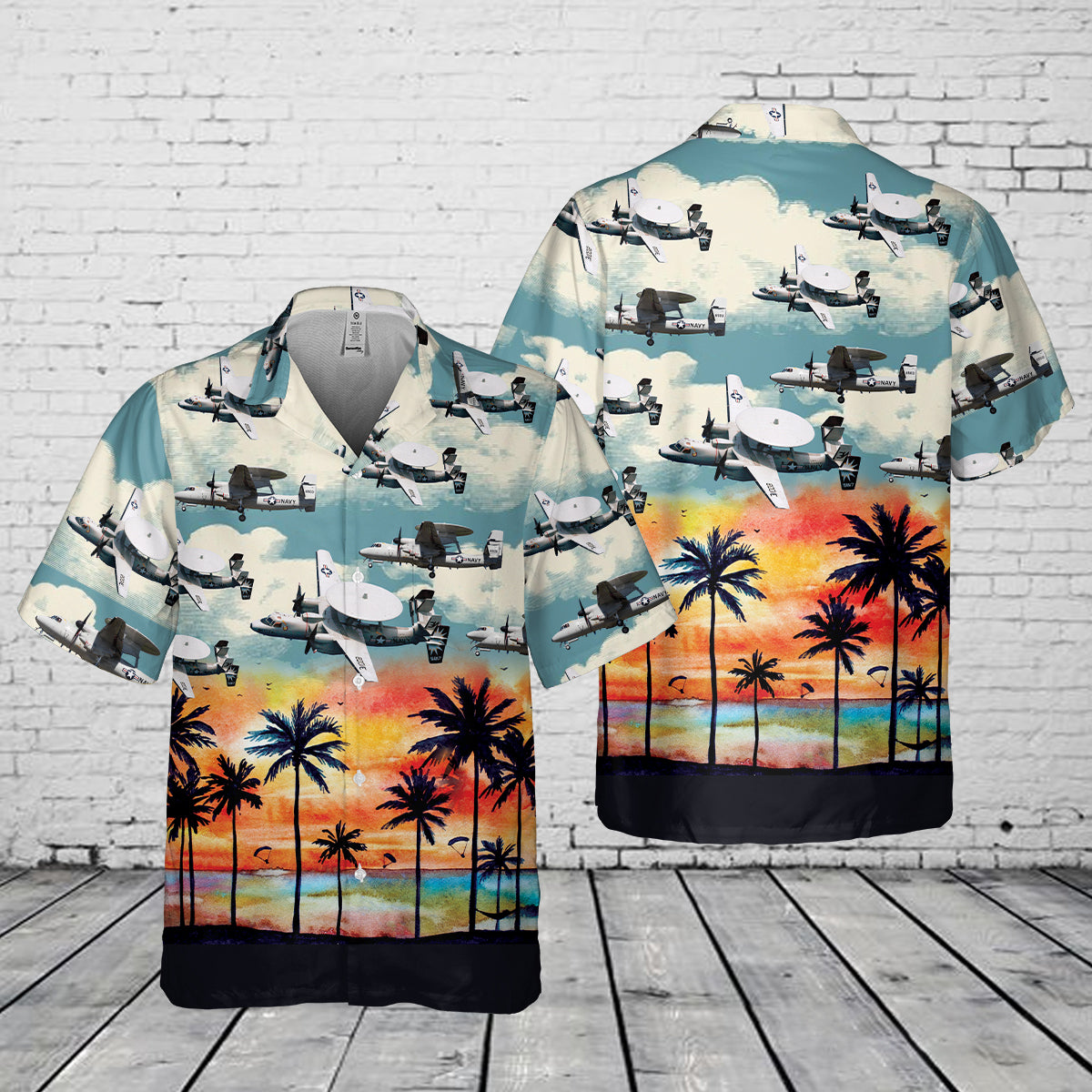 US Navy Northrop Grumman E-2 Hawkeye Pocket Hawaiian Shirt