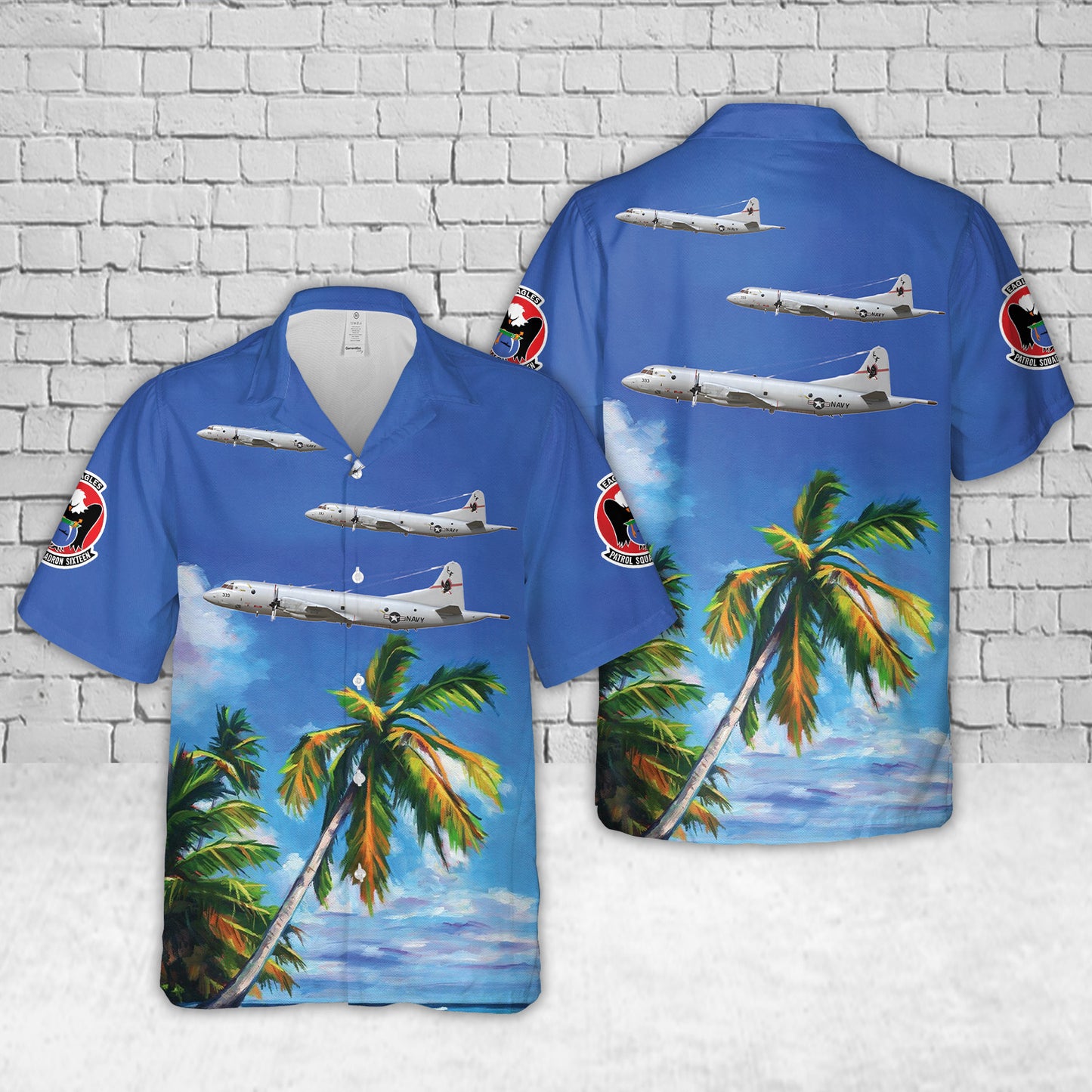 US Navy P-3C Orion Patrol Squadron Sixteen (VP-16) War Eagles, LF333 / 161333. NAS Jacksonville, FL - 2011 Hawaiian Shirt