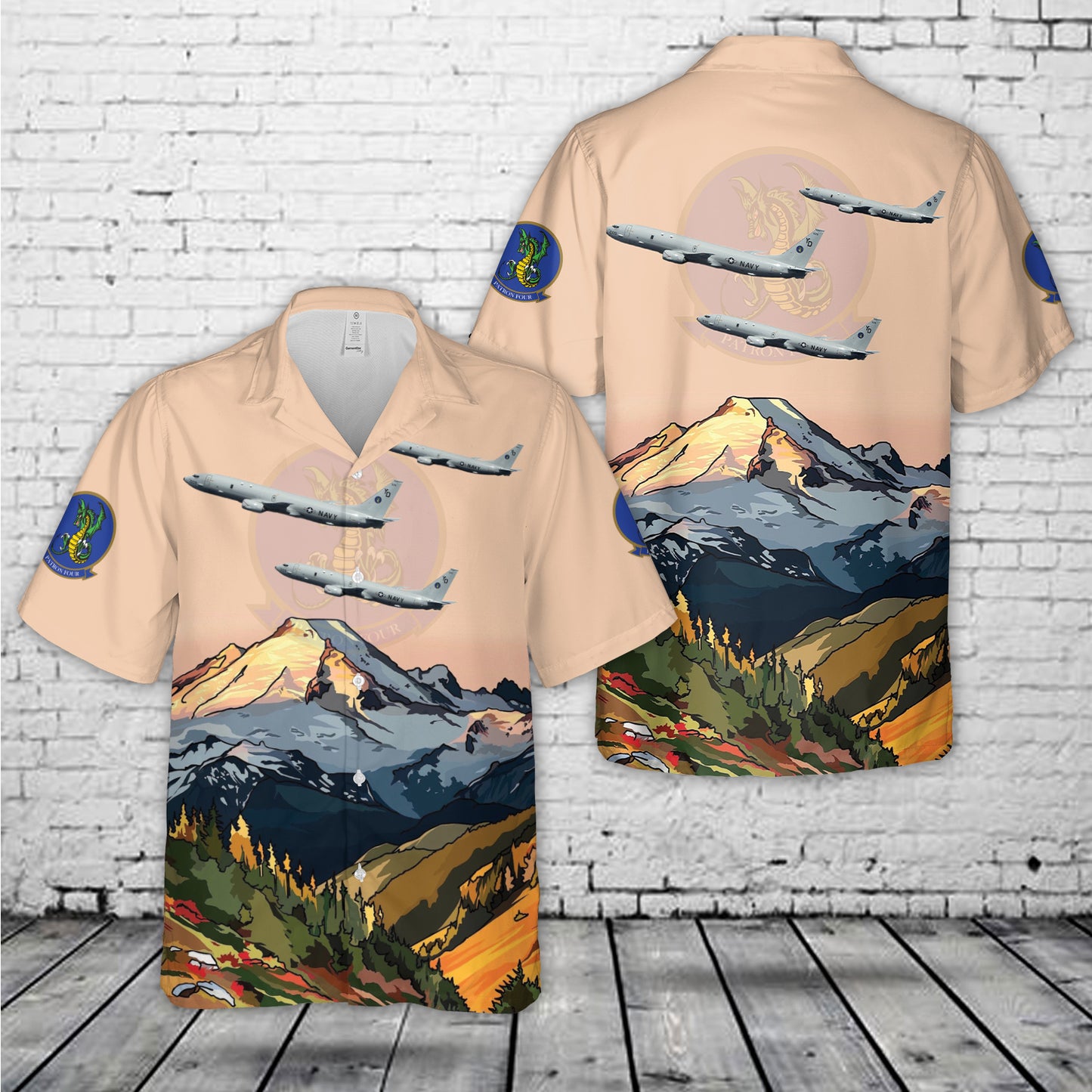 US Navy Patrol Squadron Four (VP-4) "Skinny Dragons" Boeing P-8A Poseidon (BuNo 169009) Hawaiian Shirt