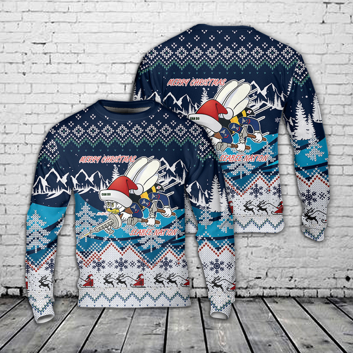 US Navy SEABEES AOP Ugly Christmas Sweater
