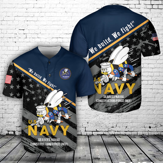 US Navy SEABEES Naval Construction Force (NCF) Baseball Jersey