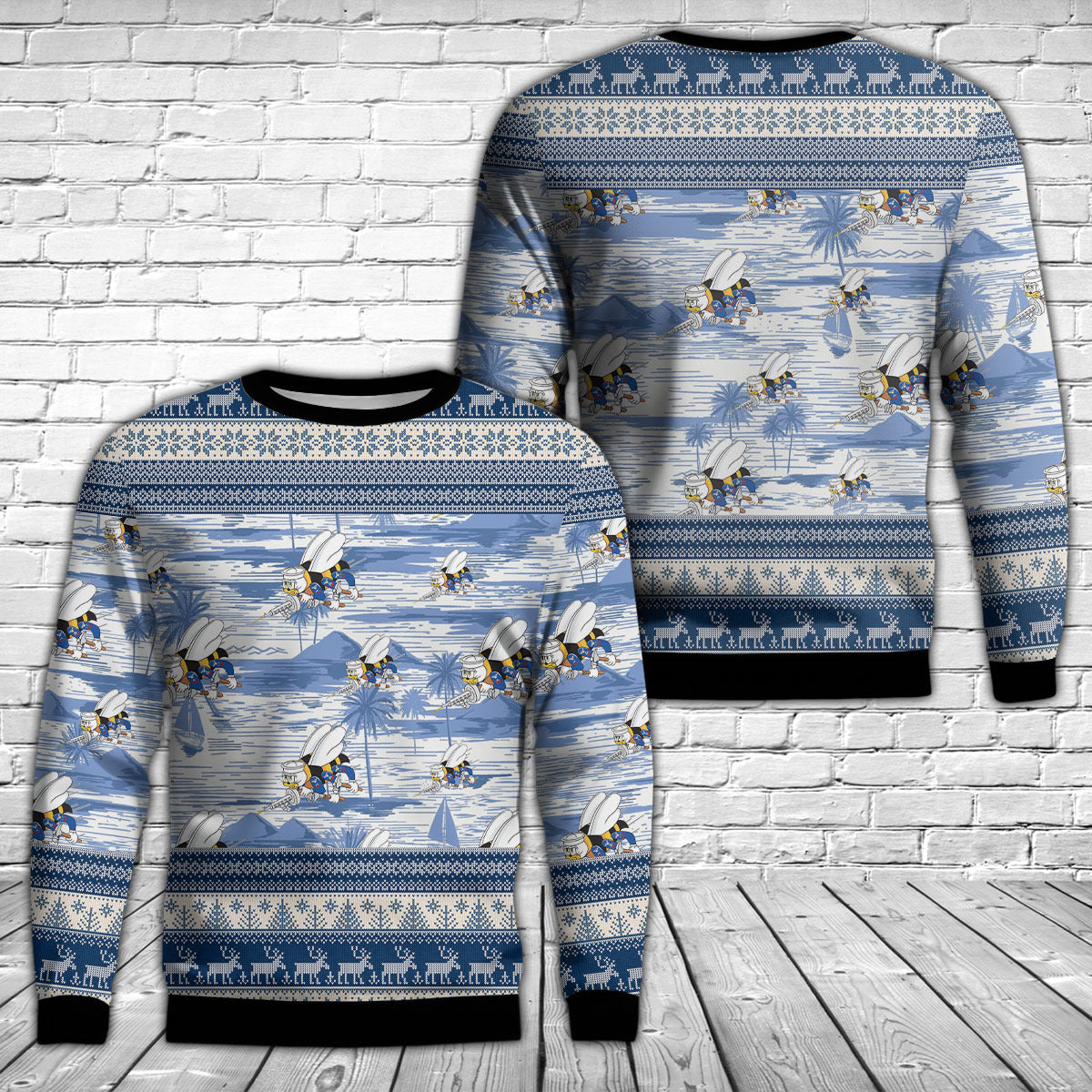 US Navy SEABEES Naval Construction Force (NCF) Christmas AOP Sweater