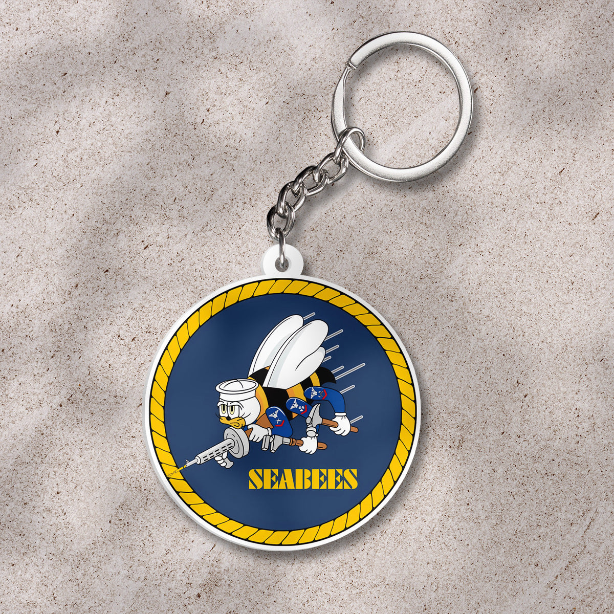 US Navy SEABEES Naval Construction Force (NCF) Custom shape 2-sided Acrylic Keychain