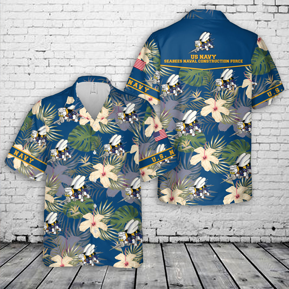 US Navy SEABEES Naval Construction Force (NCF) Hawaiian Shirt