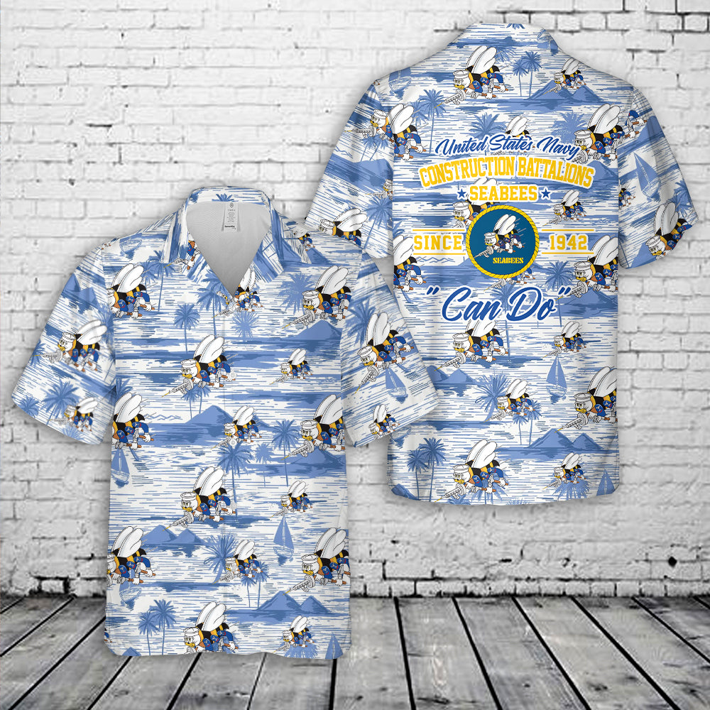 US Navy SEABEES Naval Construction Force (NCF) Hawaiian Shirt