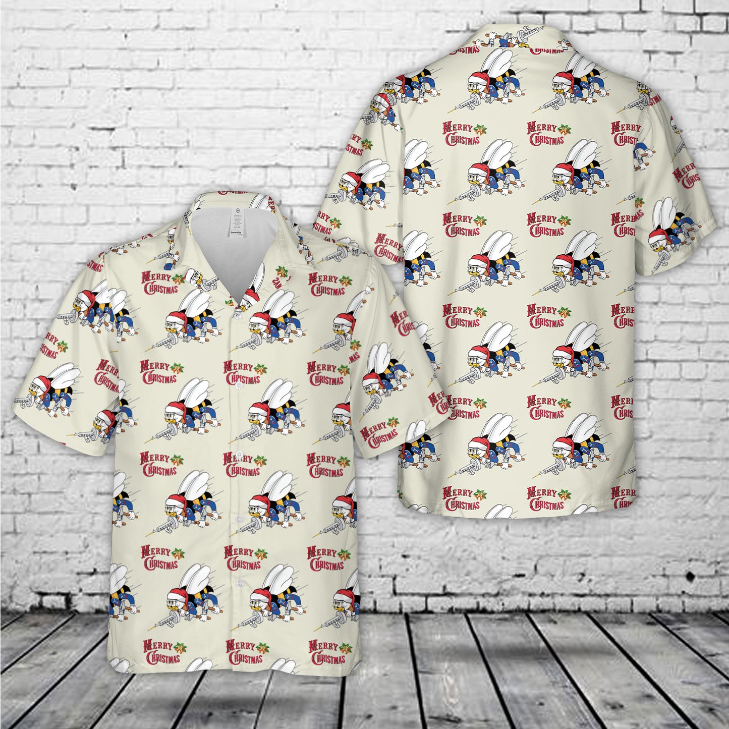 US Navy Seabee Santa Christmas Hawaiian Shirt