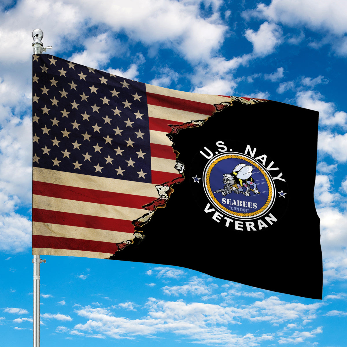US Navy Seabees Veteran Flag