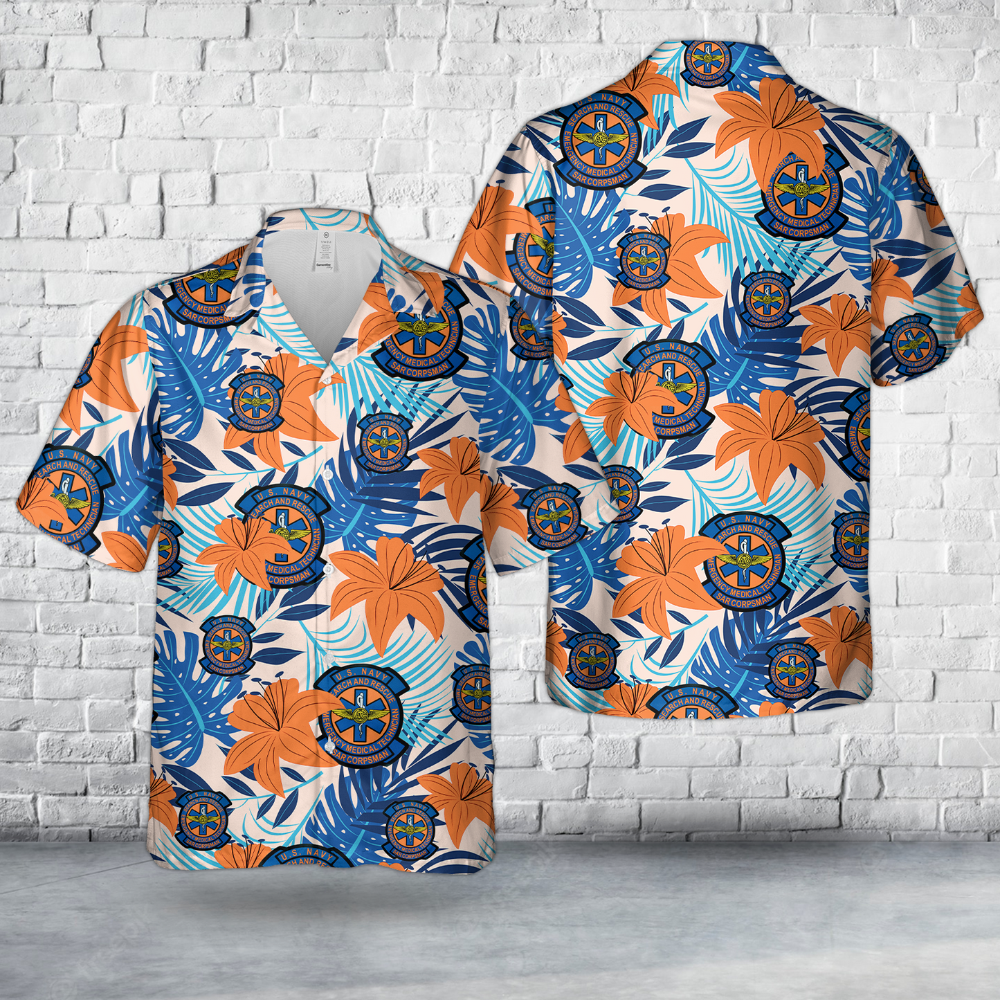 US Navy Search and Rescue Emergency Medical Technician SAR Corpsman Hawaiian Shirt