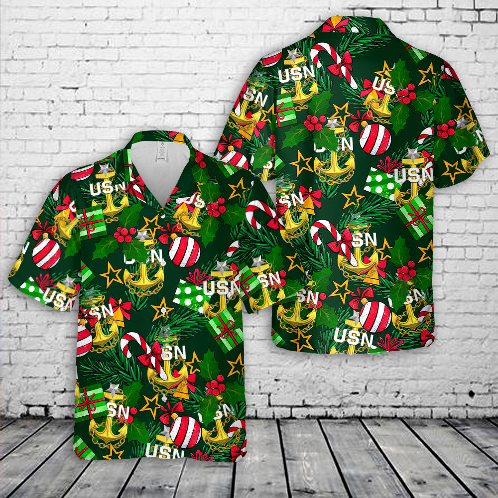 US Navy Senior Chief Anchor Christmas Hawaiian Shirt