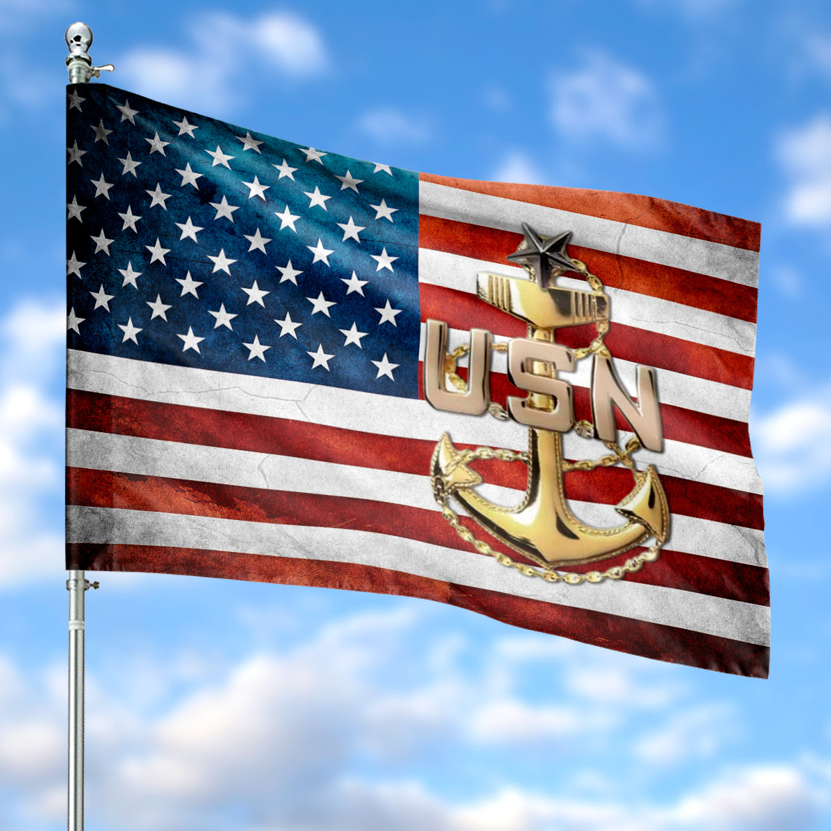 US Navy Senior Chief Horizontal House Flag