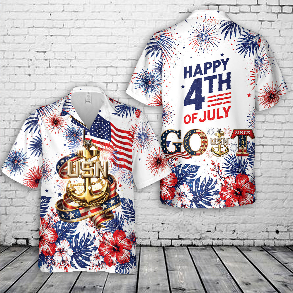US Navy Senior Chief GOAT, 4th Of July Hawaiian Shirt