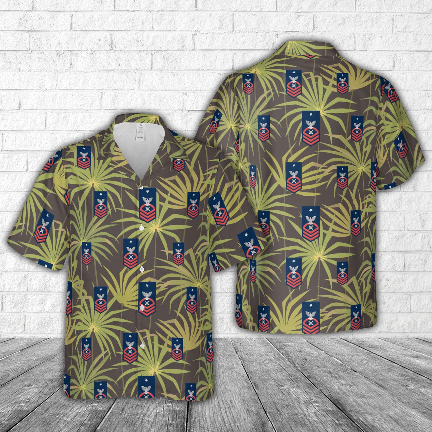 US Navy Senior Chief Red E-8 Explosive Ordinance Disposal EOD Hawaiian Shirt