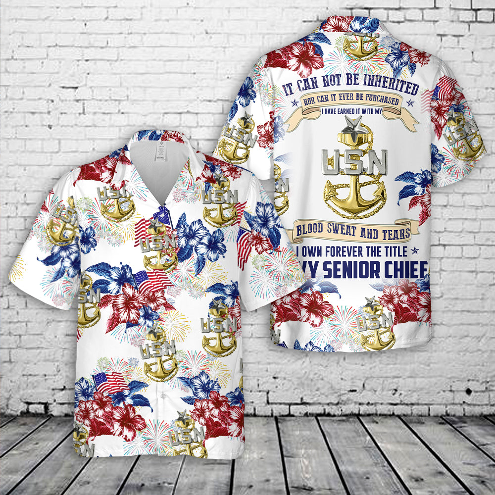US Navy Senior Chief, 4th Of July Hawaiian Shirt