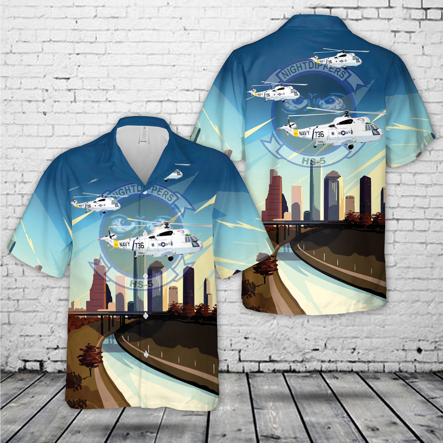 US Navy Sikorsky SH-3 Sea King, HS-5 Nightdippers Hawaiian Shirt