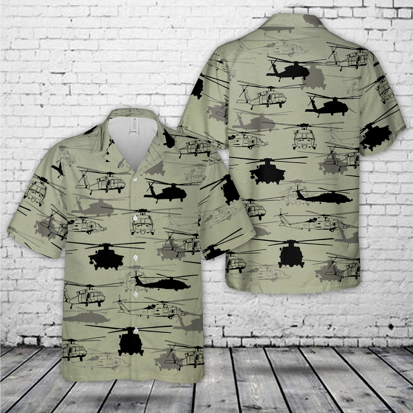 US Navy Sikorsky SH-60 Seahawk Silhouette Hawaiian Shirt