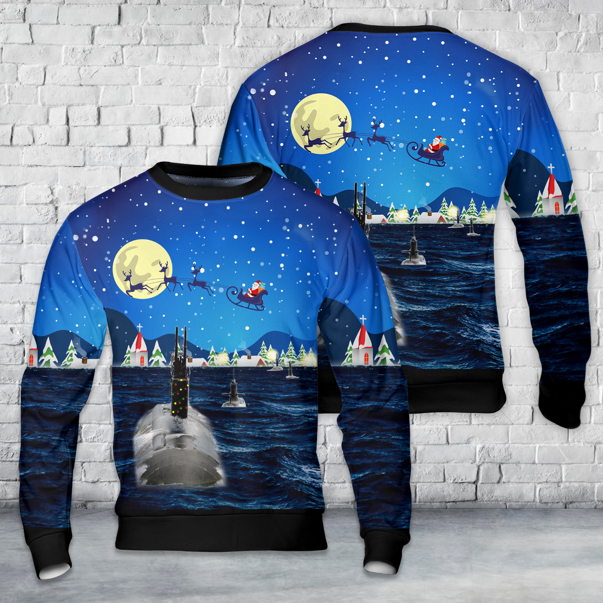 US Navy Submarine Bubblehead Christmas AOP Sweater