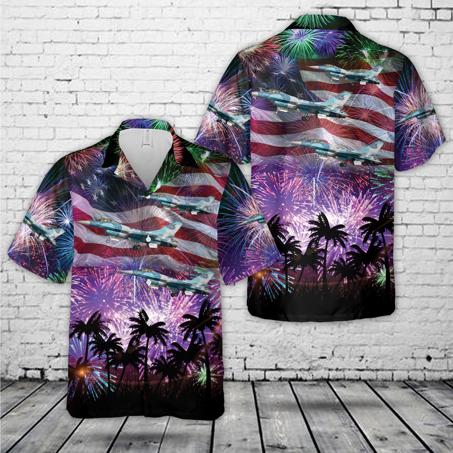 US Navy Top Gun F-16N, 4th Of July Hawaiian Shirt