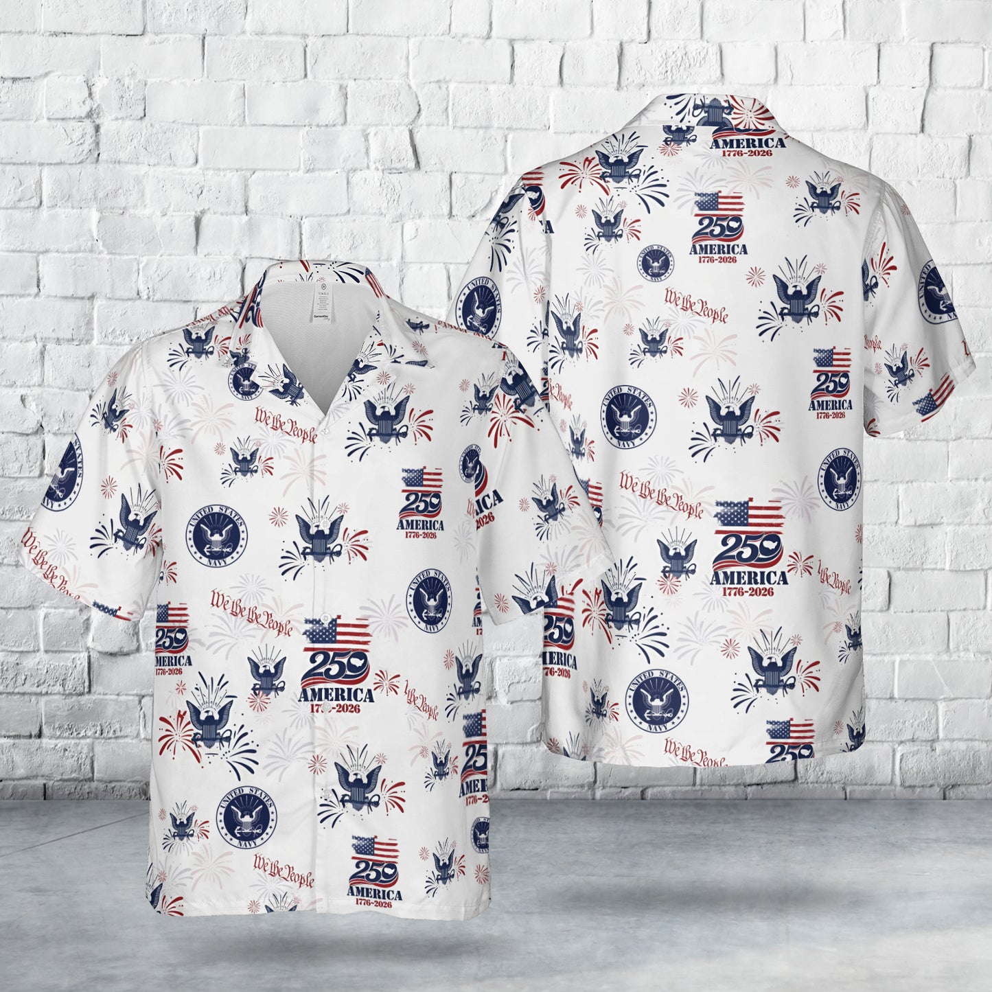 US Navy USA 250th Anniversary 1776-2026 July 4th Independence Day Hawaiian Shirt
