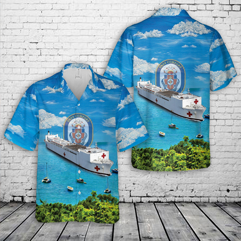 US Navy USNS Comfort (T-AH-20) Hawaiian Shirt