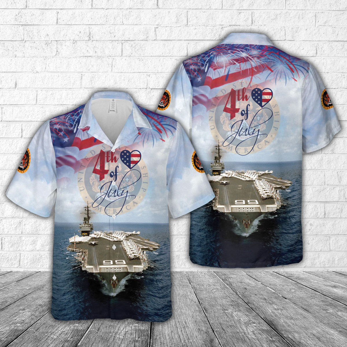 US Navy USS America (CVA/CV-66), 4th Of July Hawaiian Shirt