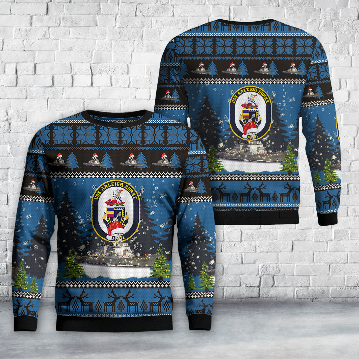 US Navy USS Arleigh Burke (DDG-51) Arleigh Burke-class guided-missile destroyers Christmas Sweater