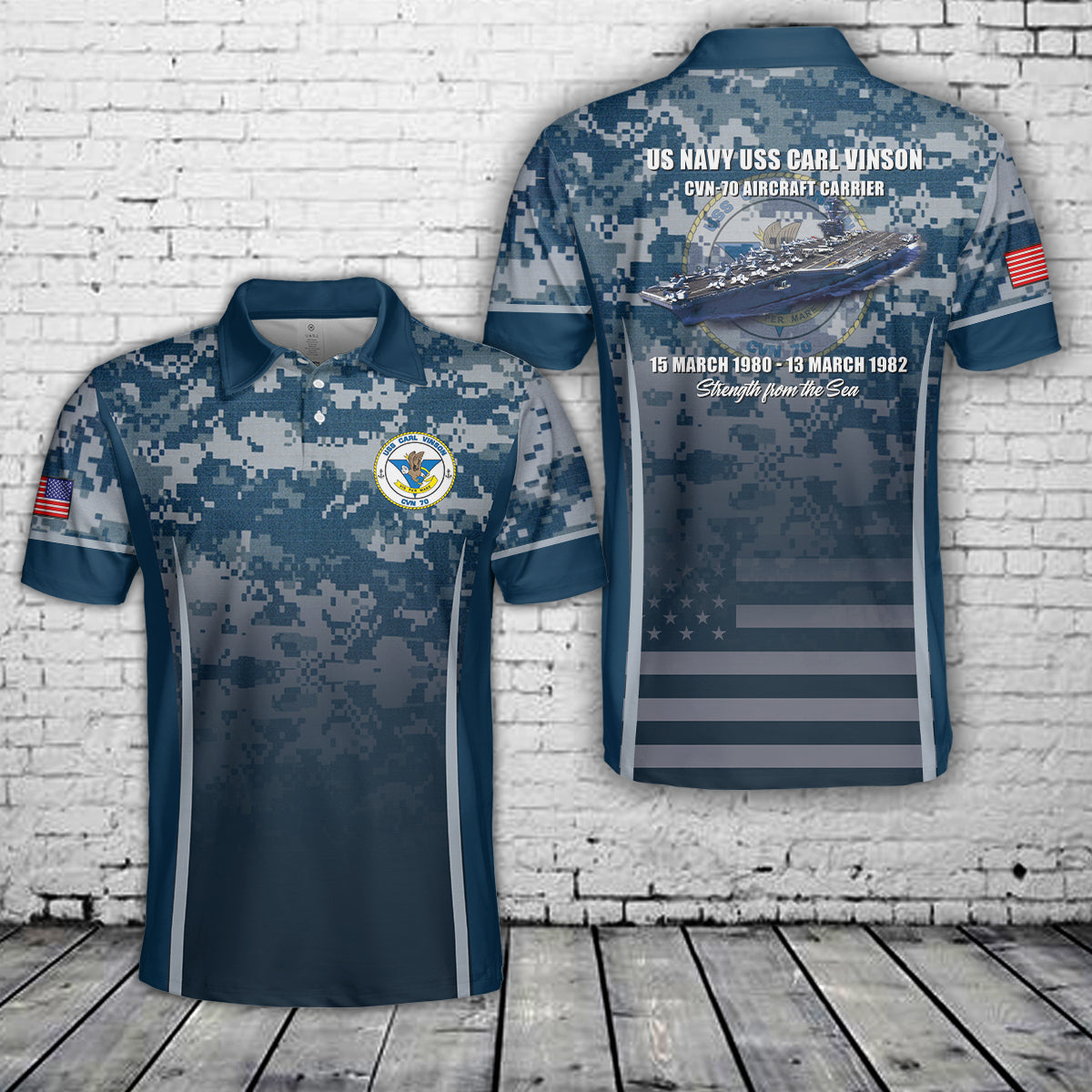 US Navy USS Carl Vinson CVN-70 Aircraft Carrier Polo Shirt