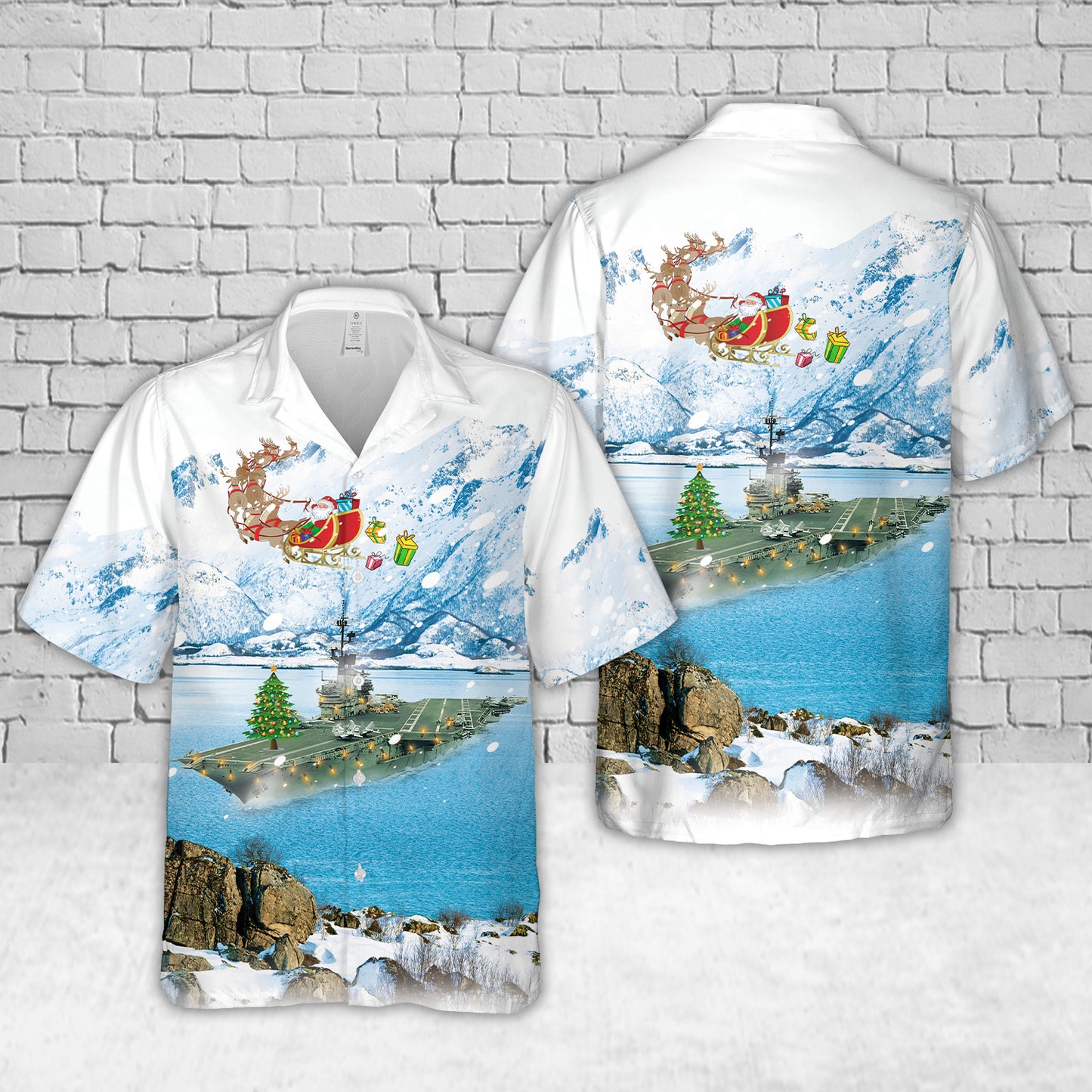 US Navy USS Coral Sea (CV-43) Christmas Hawaiian Shirt