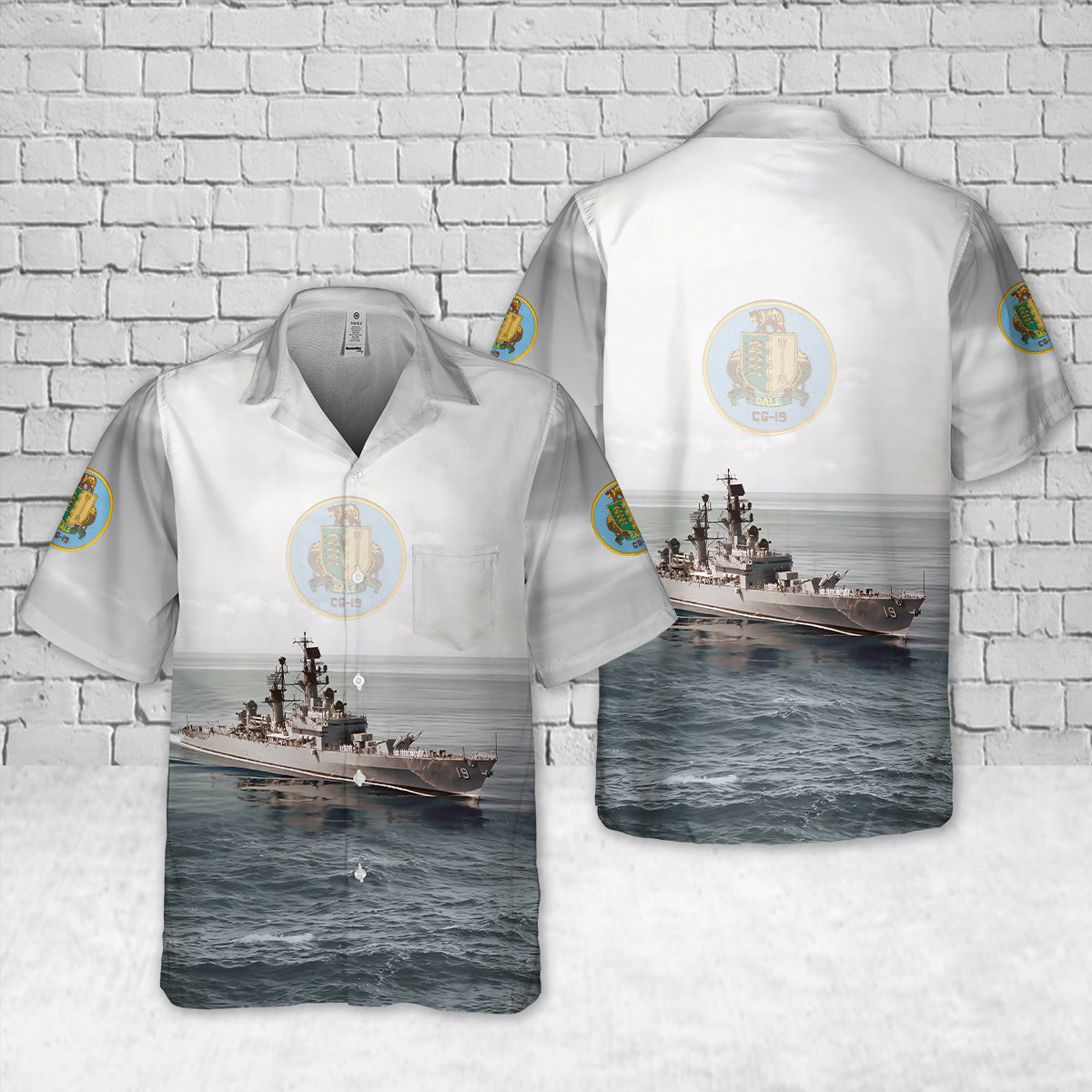 US Navy USS Dale (DLG-19/CG-19) Leahy-class cruiser Pocket Hawaiian Shirt