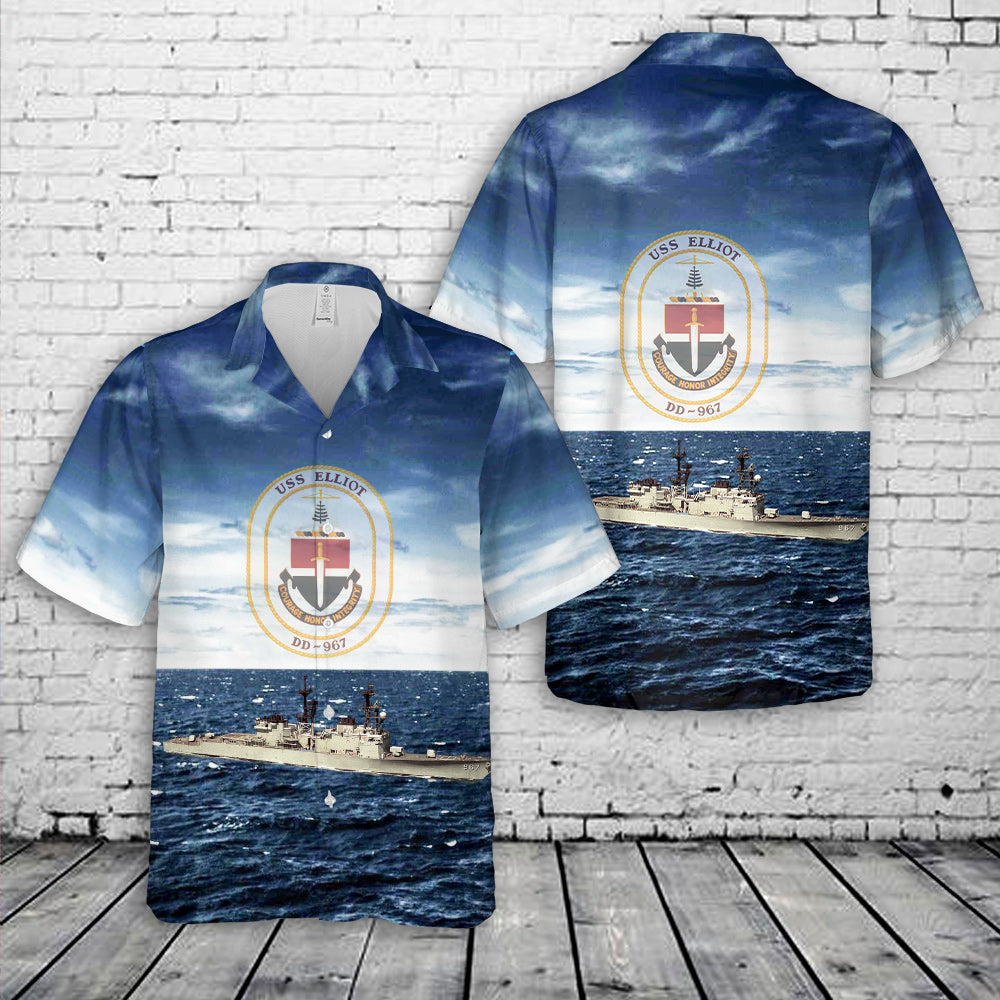 US Navy USS Elliot DD-967 Hawaiian Shirt
